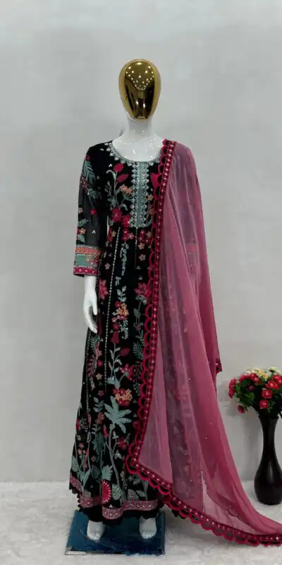 KF 1645 Black Color Georgette Embroidered Sequence Salwar Suit Wedding, Party, Festive, Events Etc.  Expected Delivery 4-6 Working Days @2149/-Only | Salwar suit, Designer Suits, Casual Suits, Creative suits, Palazzo Suits, Party Wear Suits, Straight Suits