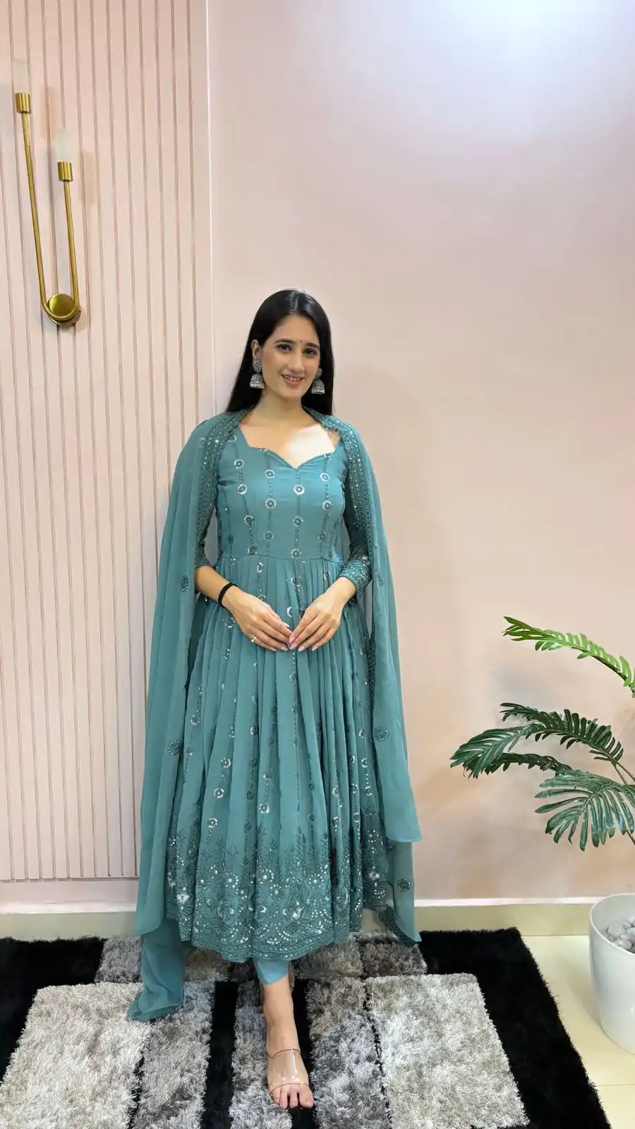 MF 432 Blue Color Sequence Coding Embroidery Work Gown Casual, Party, Wedding, Festive, Events Etc.  Expected Delivery  4-6 Working Days @2449/- Only | Gowns, Bollywood Gowns, Creative Gowns, Designer Gowns, Embroidered Gowns, Party Wear Gowns