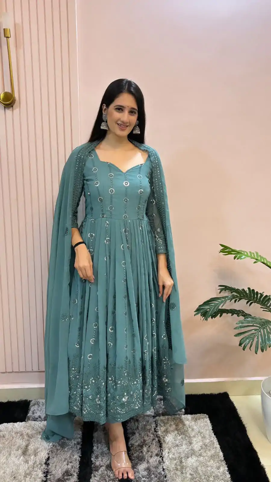MF 432 Blue Color Sequence Coding Embroidery Work Gown Casual, Party, Wedding, Festive, Events Etc.  Expected Delivery  4-6 Working Days @2449/- Only | Gowns, Bollywood Gowns, Creative Gowns, Designer Gowns, Embroidered Gowns, Party Wear Gowns