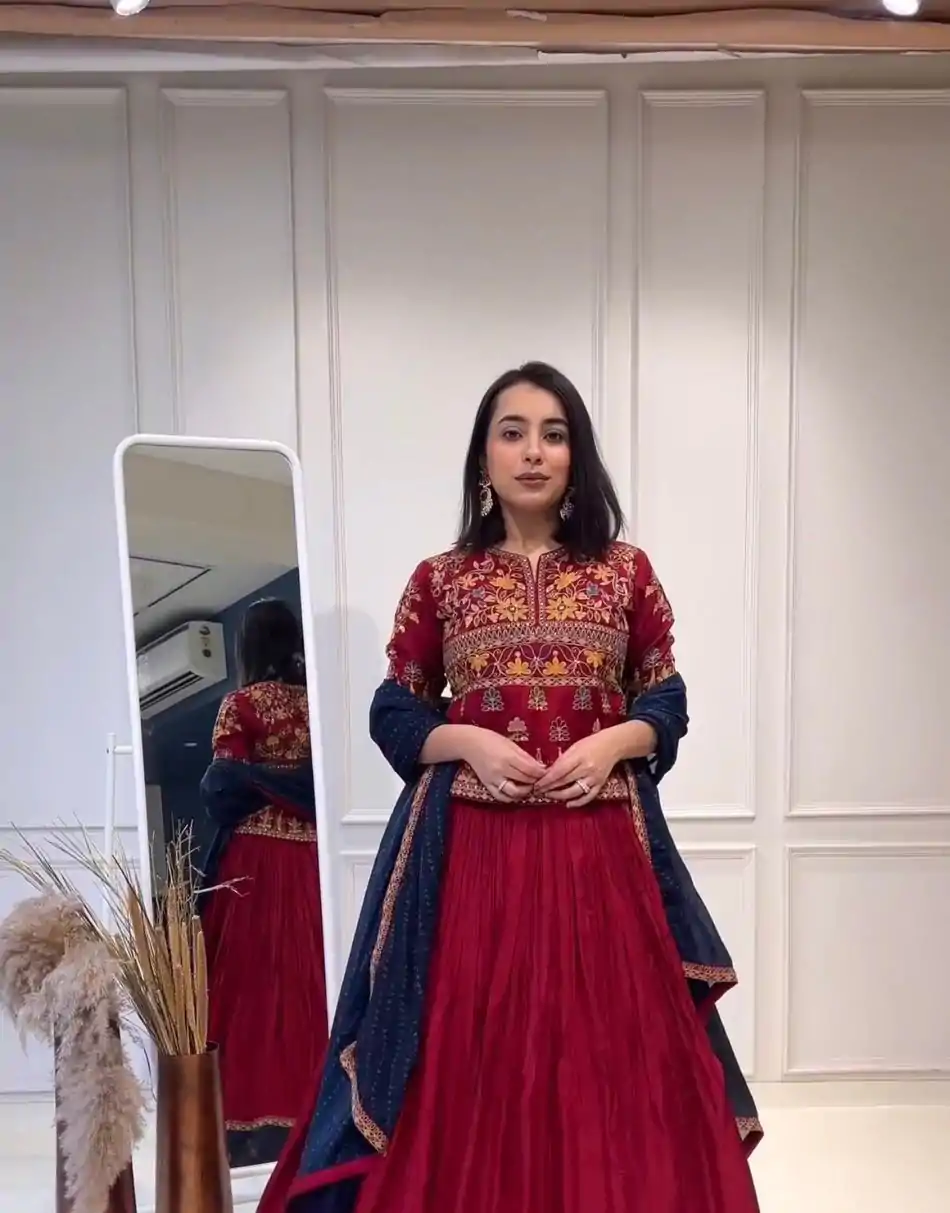 AD 169 Red Color Rayon Embroidery Sequence Lehenga Choli Wedding, Party, Events Etc. Expected Delivery 4-6 Working Days 3049/- | Lehenga, Bollywood Lehenga, Creative Lehenga, Designer Lehenga, Embroidered Lehenga, Party Wear Lehenga