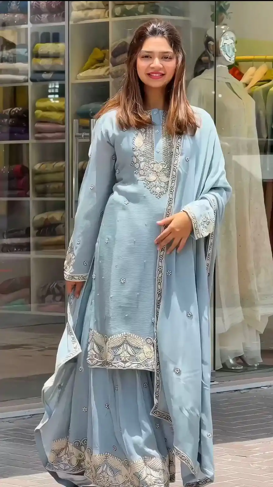 SSR 473 Sky Blue Color Georgette Embroidery Sequence Salwar Suit Wedding, Party, Festive, Events Expected Delivery 4-6 Working Days @ 2099/- Only | Salwar suit, Designer Suits, Casual Suits, Creative suits, Party Wear Suits, Straight Suits