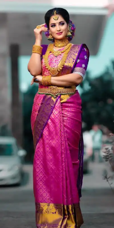 ES 8154 Pink Color Soft Lichi Silk Butti Work Saree Casual, Wedding, Party, Festive, Events Etc. Expected Delivery 4-6 Working Days @1499/- | Sarees, Bollywood Sarees, Creative Sarees, Designer Sarees, Embroidered Sarees, Ethnic Saree, Modern Digital sarees, Party Wear Sarees