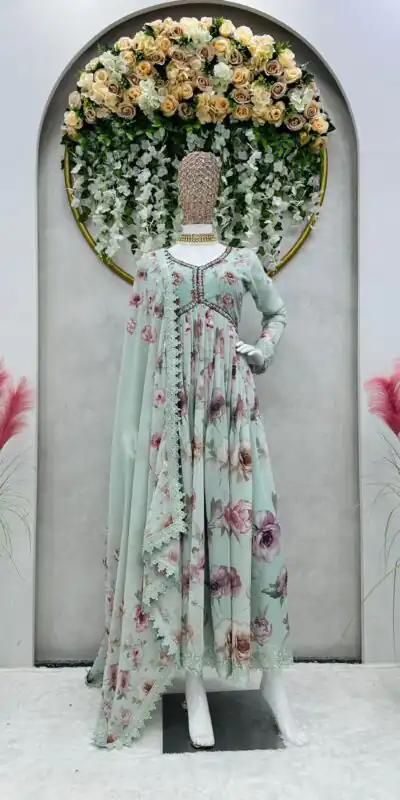 KD 1342 Light Blue Color Georgette Digital Printed Salwar Suit Casual, Party, Festive, Events Wedding Etc.  Expected Delivery 4-6 Working Days @2049/- | Salwar suit, Designer Suits, Casual Suits, Creative suits, Palazzo Suits, Party Wear Suits, Straight Suits
