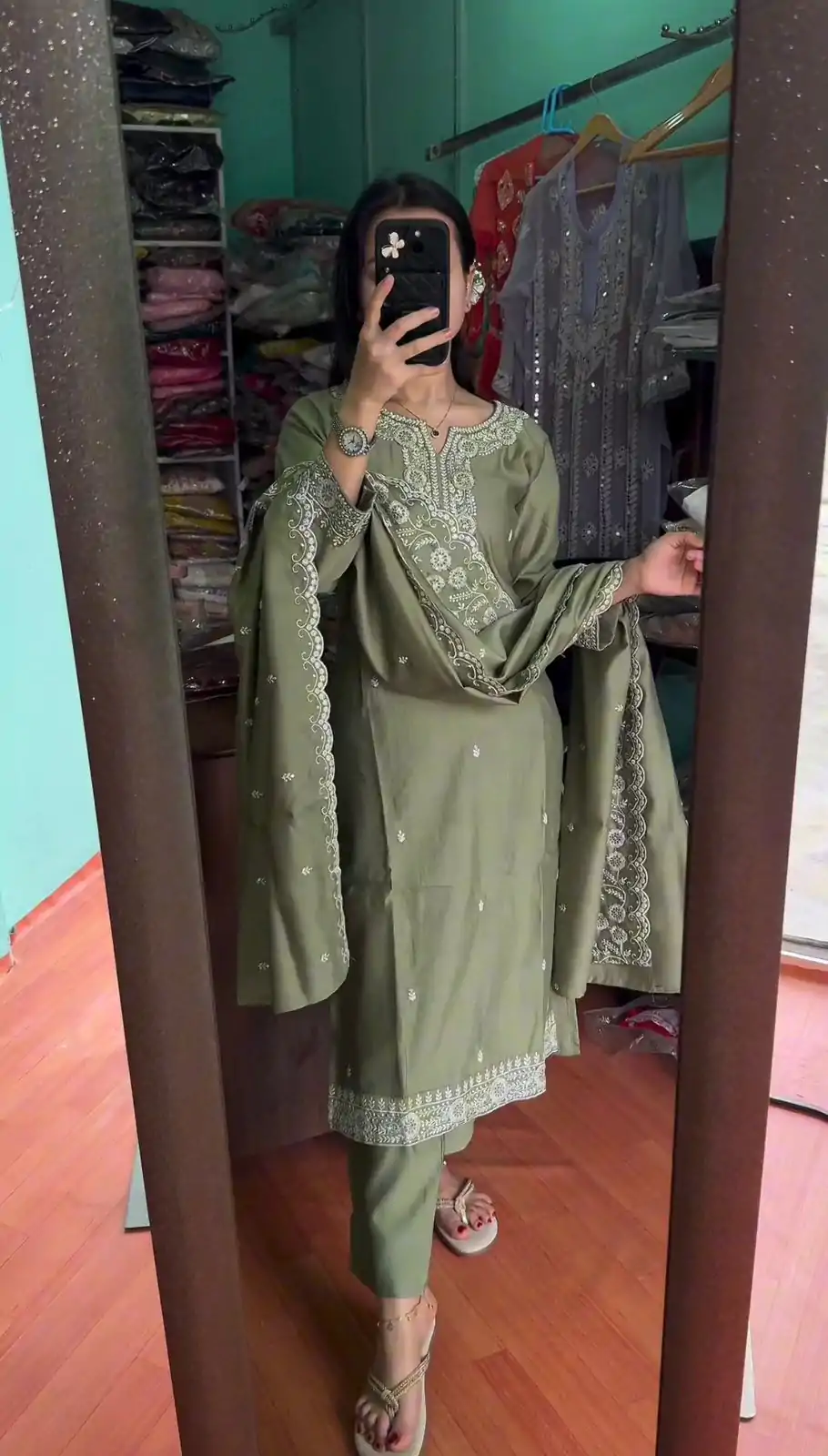 SRK 5178 Mehndi Color Chinnon Silk Embroidery Sequence Salwar Suit Wedding, Party, Festive, Events Expected Delivery 4-6 Working Days @ 2099/- | Jump Suits, Salwar suit, Designer Suits, Casual Suits, Creative suits, Palazzo Suits, Party Wear Suits, Patiala Suits, Straight Suits