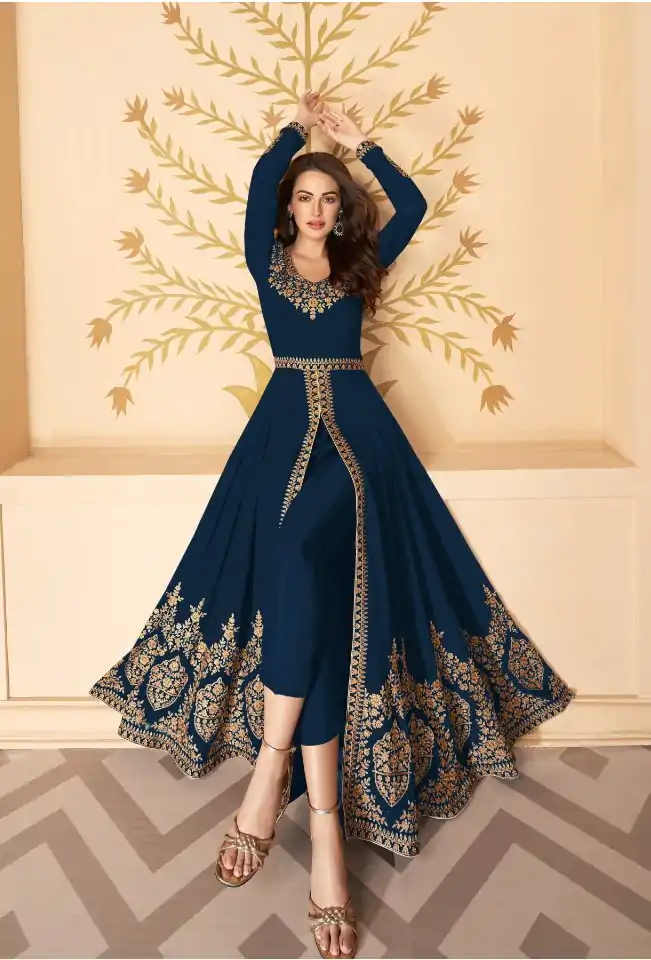FC ASHIRWAD 7216 Navy Blue Color Georgette Embroidery Sharara Suit Wedding, Party, Festive Expected Delivery 4-6 Working Days  @2299/- | Jump Suits, Salwar suit, Designer Suits, Casual Suits, Creative suits, Palazzo Suits, Party Wear Suits, Patiala Suits, Straight Suits