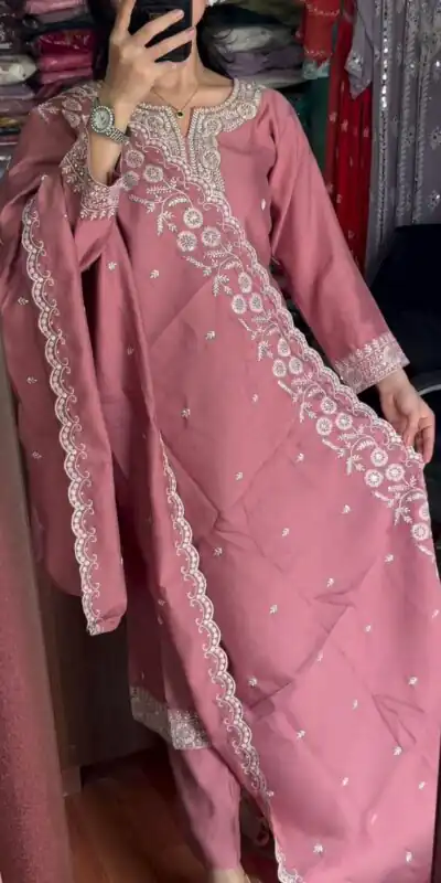 SRK 5178 Pink Color Chinnon Silk Embroidery Sequence Salwar Suit Wedding, Party, Festive, Events Expected Delivery 4-6 Working Days @ 2099/- | Jump Suits, Salwar suit, Designer Suits, Casual Suits, Creative suits, Palazzo Suits, Party Wear Suits, Straight Suits