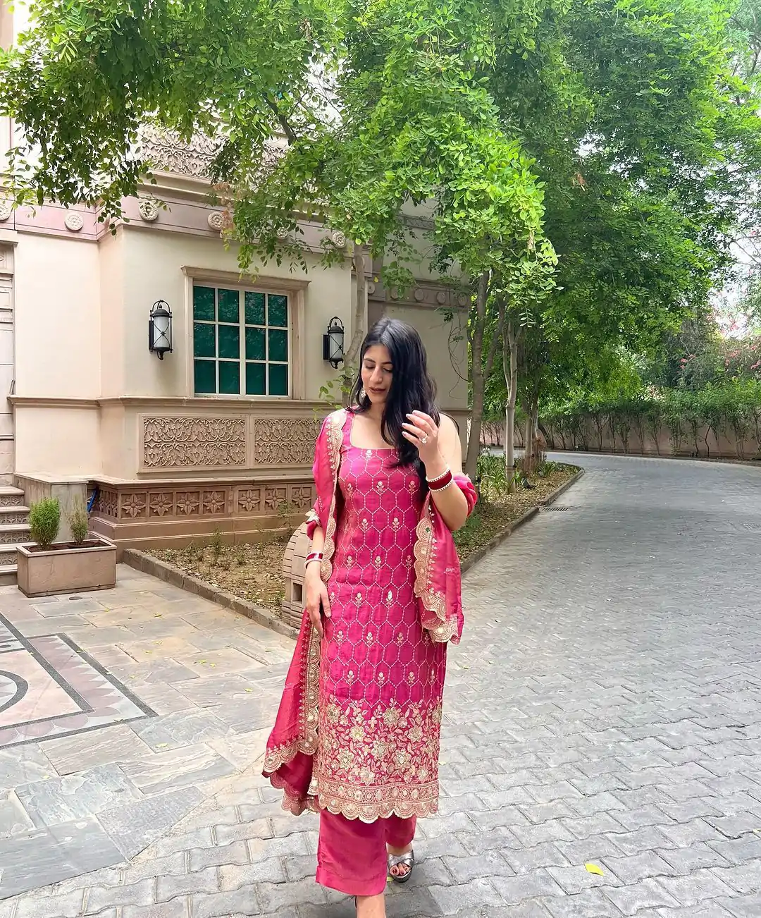 SR 1630 Pink Color Chinnon Silk Embroidery Work Sharara Suit Wedding, Party, Festive, Events Etc. Expected Delivery 4-6 Working Days @1949 | Salwar suit, Designer Suits, Casual Suits, Creative suits, Palazzo Suits, Party Wear Suits, Straight Suits