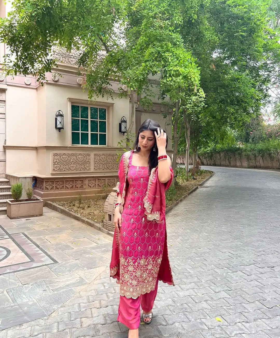 SR 1630 Pink Color Chinnon Silk Embroidery Work Sharara Suit Wedding, Party, Festive, Events Etc. Expected Delivery 4-6 Working Days @1949 | Salwar suit, Designer Suits, Casual Suits, Creative suits, Palazzo Suits, Party Wear Suits, Straight Suits