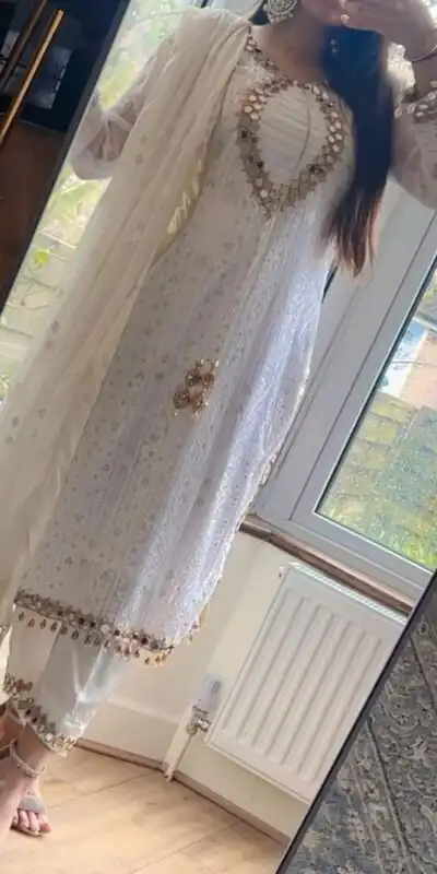 LG 1839 White color Georgette Sequence Embroidery Salwar Suit Casual, Wedding, Party, Festive, Events . Expected Delivery  4-6 Working Days @2149/- | Salwar suit, Designer Suits, Casual Suits, Creative suits, Palazzo Suits, Party Wear Suits, Patiala Suits, Straight Suits