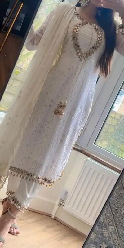 LG 1839 White color Georgette Sequence Embroidery Salwar Suit Casual, Wedding, Party, Festive, Events . Expected Delivery  4-6 Working Days @2149/- | Salwar suit, Designer Suits, Casual Suits, Creative suits, Palazzo Suits, Party Wear Suits, Patiala Suits, Straight Suits