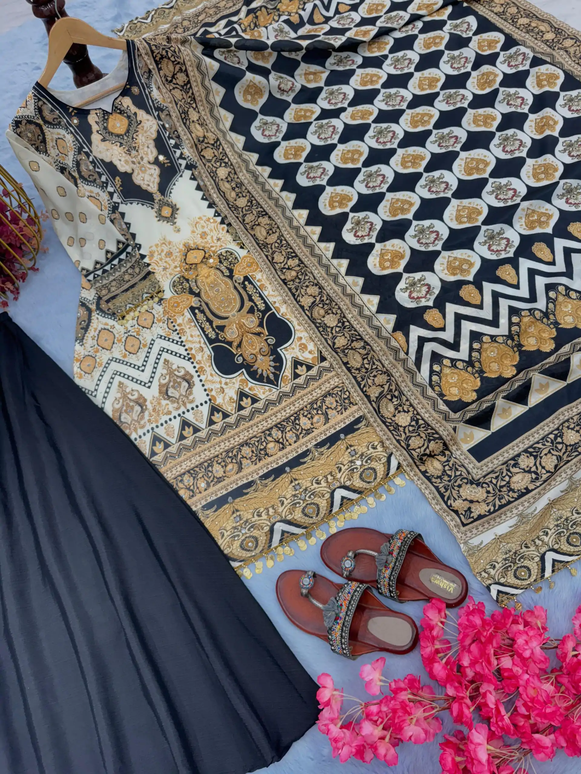 AD 166 Black Color Chinon Silk Digital Printed Work Sharara Suit Casual, Wedding, Party, Festive, Events Etc. Expected Delivery 4-6 Working Days @1949/- | Jump Suits, Salwar suit, Designer Suits, Casual Suits, Creative suits, Palazzo Suits, Party Wear Suits, Patiala Suits, Straight Suits