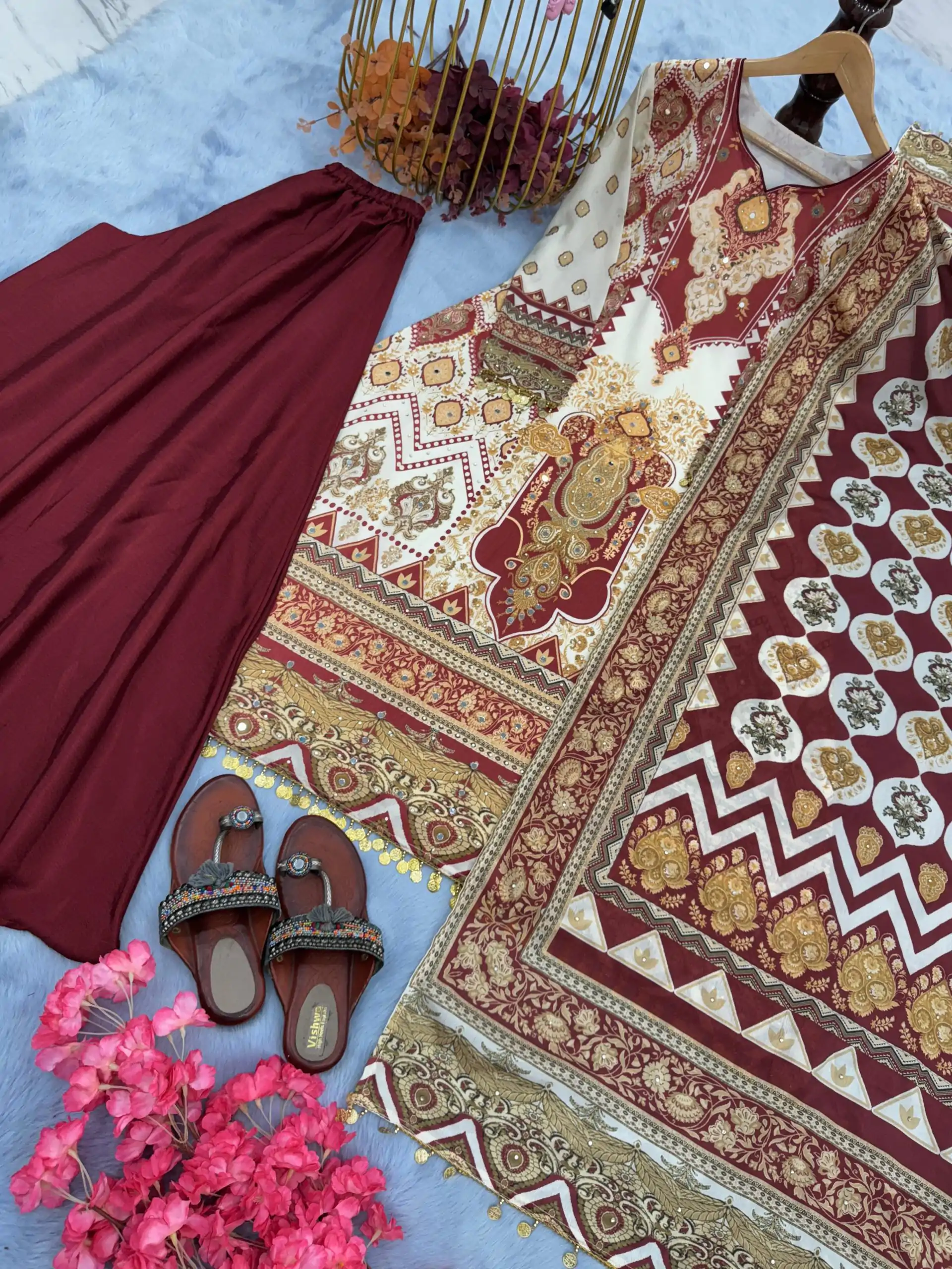AD 166 Maroon Color Chinon Silk Digital Printed Work Sharara Suit Casual, Wedding, Party, Festive, Events Etc. Expected Delivery 4-6 Working Days @1949/- | Jump Suits, Salwar suit, Designer Suits, Casual Suits, Creative suits, Palazzo Suits, Party Wear Suits, Patiala Suits, Straight Suits