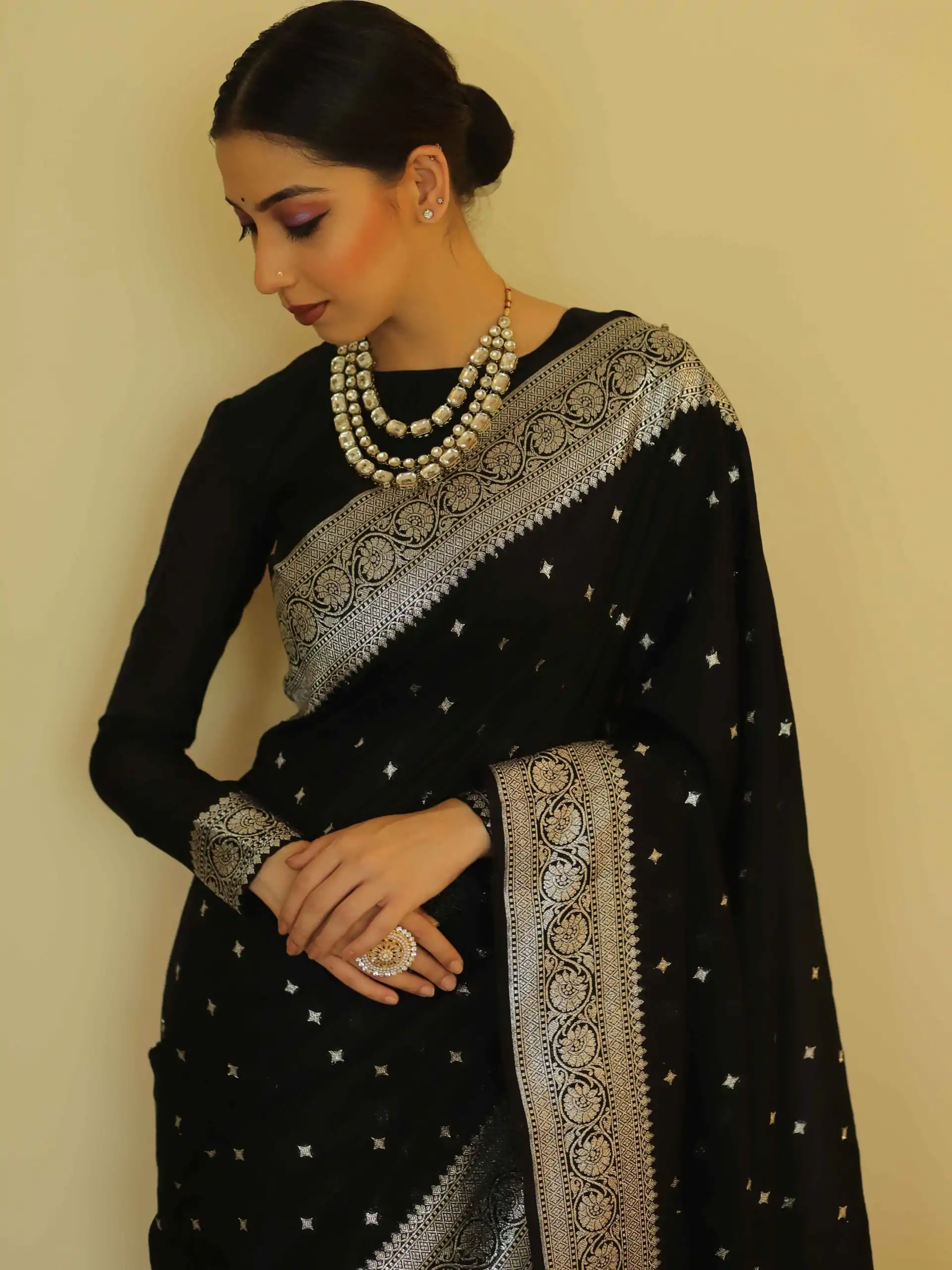 DDF Silver Black 4 Color Banarasi Soft Silk Ordinary Design Saree Casual, Party Wear, Events, Festivals Wear Etc. Expected Delivery 4-6 Working Days 1399/- | Sarees, Bollywood Sarees, Creative Sarees, Designer Sarees, Embroidered Sarees, Ethnic Saree, Modern Digital sarees, Party Wear Sarees