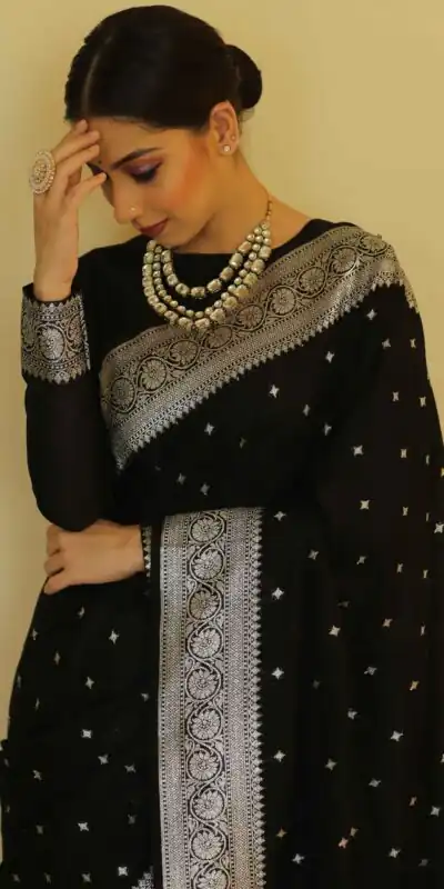 DDF Silver Black 4 Color Banarasi Soft Silk Ordinary Design Saree Casual, Party Wear, Events, Festivals Wear Etc. Expected Delivery 4-6 Working Days 1399/- | Sarees, Bollywood Sarees, Creative Sarees, Designer Sarees, Embroidered Sarees, Ethnic Saree, Modern Digital sarees, Party Wear Sarees