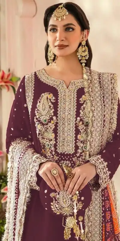 FC MARIA-A 1074 Wine Color Georgette Embroidery Work Salwar Suit Wedding, Party, Festive events, Expected Delivery  4-6 Working Days @2149 | Salwar suit, Designer Suits, Casual Suits, Creative suits, Palazzo Suits, Party Wear Suits, Patiala Suits, Straight Suits