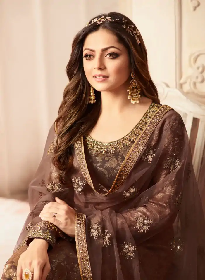 FC L.t 5406 Coffee Color Jacquard Silk Georgette Diamond Sharara Suit Wedding, Party, Festive Expected Delivery 4-6 Working Days  @2999/- | Jump Suits, Salwar suit, Designer Suits, Casual Suits, Creative suits, Palazzo Suits, Party Wear Suits, Patiala Suits, Straight Suits