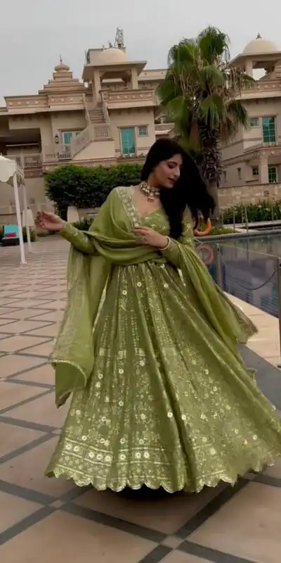 VLM 207 Green Color Georgette Embroidery Sequence Salwar Suit Wedding, Party, Festive, Events Expected Delivery 4-6 Working Days @ 2449/- Only | Salwar suit, Designer Suits, Casual Suits, Creative suits, Party Wear Suits, Straight Suits
