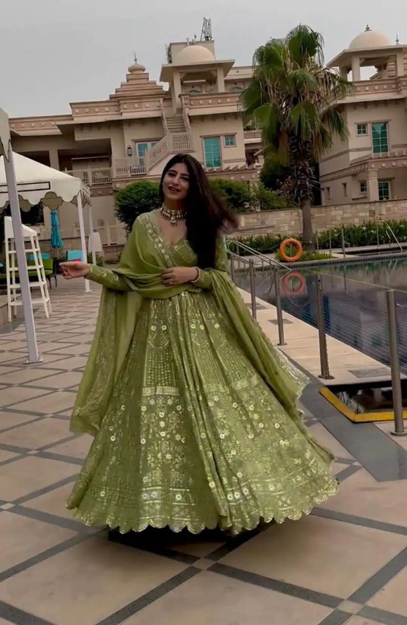 VLM 207 Green Color Georgette Embroidery Sequence Salwar Suit Wedding, Party, Festive, Events Expected Delivery 4-6 Working Days @ 2449/- Only | Salwar suit, Designer Suits, Casual Suits, Creative suits, Party Wear Suits, Straight Suits