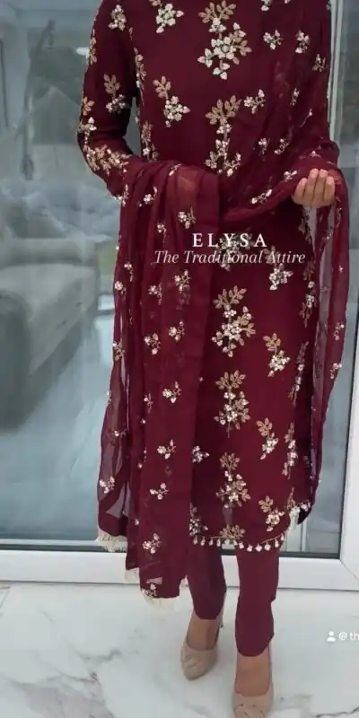 VLM 209 Maroon Color Georgette Embroidery Sequence Salwar Suit Wedding, Party, Festive, Events Expected Delivery 4-6 Working Days @ 1999/- Only | Salwar suit, Designer Suits, Casual Suits, Creative suits, Party Wear Suits, Straight Suits