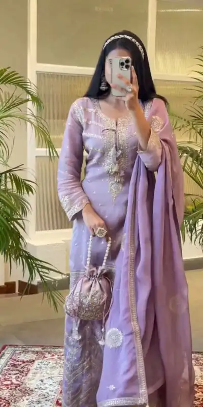 SSR 476 Purple Color Chinnon Silk Malty Thread Embroidery Salwar Suit Wedding, Party, Festive, Events Expected Delivery 4-6 Working Days @ 2399/- | Jump Suits, Salwar suit, Designer Suits, Casual Suits, Creative suits, Palazzo Suits, Party Wear Suits, Patiala Suits, Straight Suits