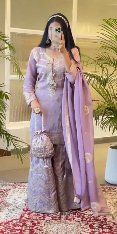 SSR 476 Purple Color Chinnon Silk Malty Thread Embroidery Salwar Suit Wedding, Party, Festive, Events Expected Delivery 4-6 Working Days @ 2399/- | Jump Suits, Salwar suit, Designer Suits, Casual Suits, Creative suits, Palazzo Suits, Party Wear Suits, Patiala Suits, Straight Suits