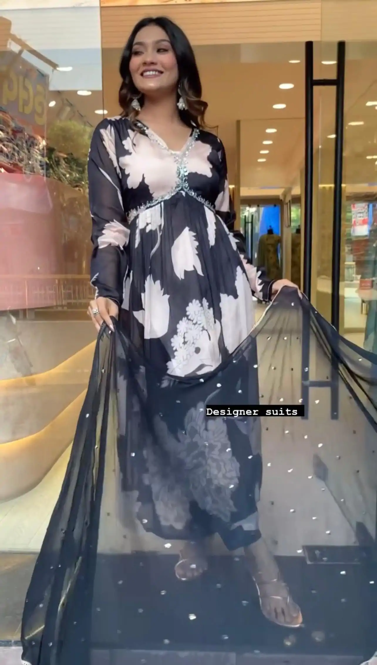 KD 1374 Black Color Chinon Silk Digital Printed Salwar Suit Casual, Party, Festive, Events Wedding Etc.  Expected Delivery 4-6 Working Days @2049/- | Salwar suit, Designer Suits, Casual Suits, Creative suits, Palazzo Suits, Party Wear Suits, Straight Suits