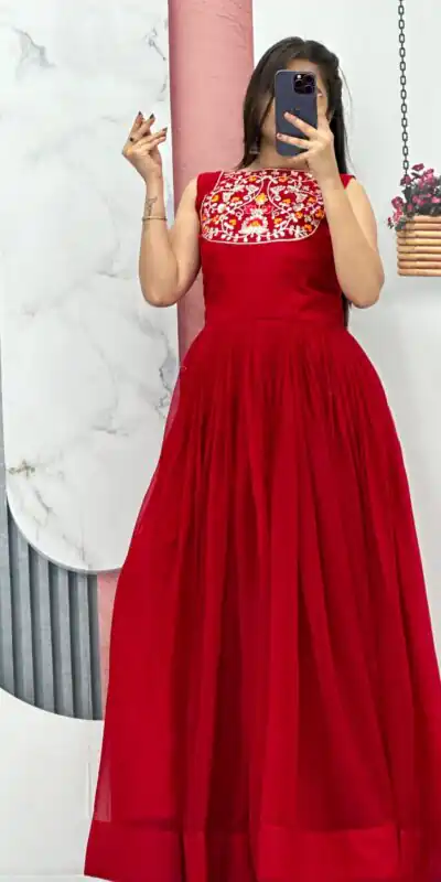 Ram 016 Orange Color Fox Georgette Embroidery Sequence Gown Casual, Wedding, Party, Festive, Events Etc. Expected Delivery 4-6 Working Days @2049/- | Gowns, Bollywood Gowns, Creative Gowns, Designer Gowns, Embroidered Gowns, Party Wear Gowns