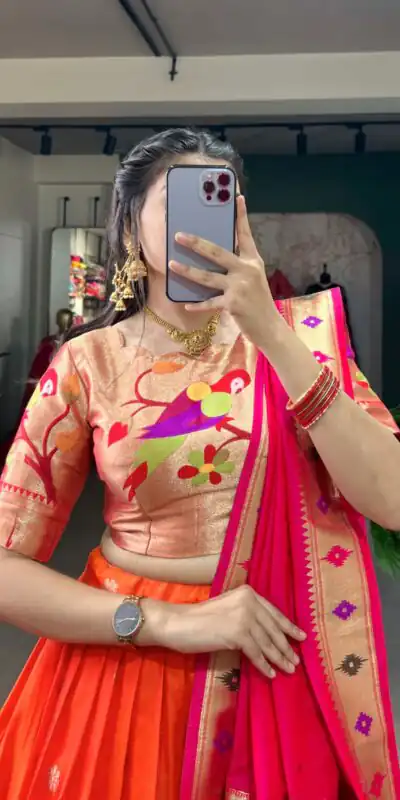 LNB 2005 Orange Jacquard Silk Weaving Zari Lehenga Choli Festive Party Wedding, Events etc. Delivery 4-6 Working Days @3499/- | Lehenga, Bollywood Lehenga, Creative Lehenga, Designer Lehenga, Embroidered Lehenga, Party Wear Lehenga