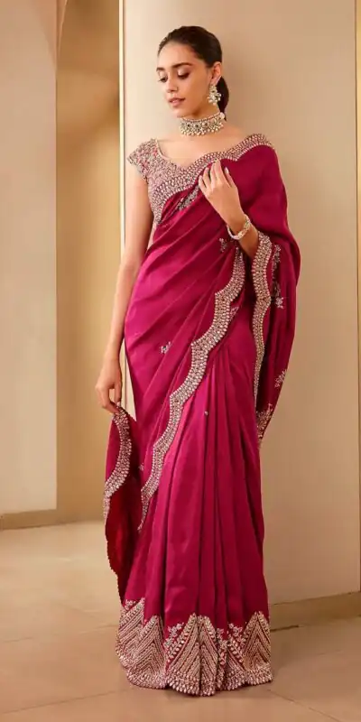 BT 1233 Pink Color Vichitra Silk Sequins Embroidery Saree Casual, Party Wear, Traditional Wear, Wedding Wear, Events Etc.@1999/- | Sarees, Bollywood Sarees, Creative Sarees, Designer Sarees, Ethnic Saree, Modern Digital sarees, Party Wear Sarees