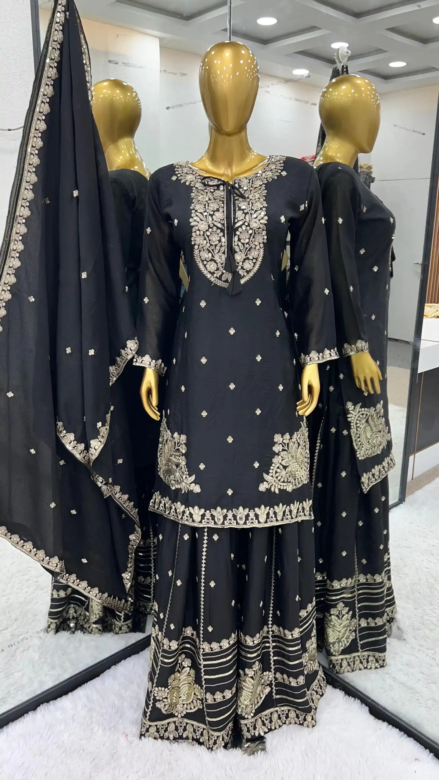 SRK 5169 Black Color Pure Chinnon Silk Embroidery Sequence Salwar Suit Wedding, Party, Festive, Events Expected Delivery 4-6 Working Days @ 2099/- | Jump Suits, Salwar suit, Designer Suits, Casual Suits, Creative suits, Palazzo Suits, Party Wear Suits, Patiala Suits, Straight Suits