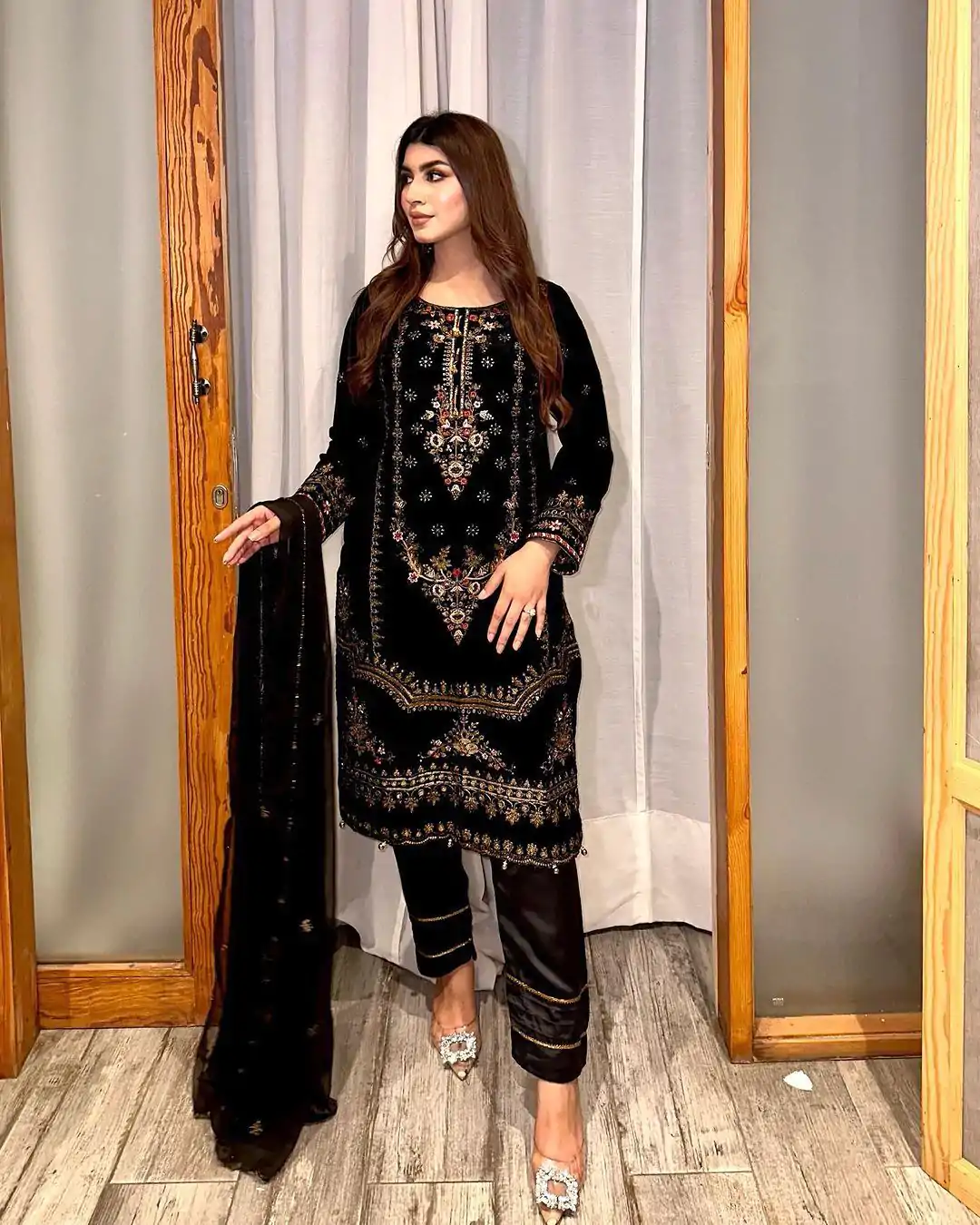 ZF 345 Black Color Viscose Velvet Embroidery Salwar Suit Casual, Wedding, Party, Events Etc. Expected Delivery 4-6 Working Days 1899/- | Jump Suits, Salwar suit, Designer Suits, Casual Suits, Creative suits, Palazzo Suits, Party Wear Suits, Patiala Suits, Straight Suits
