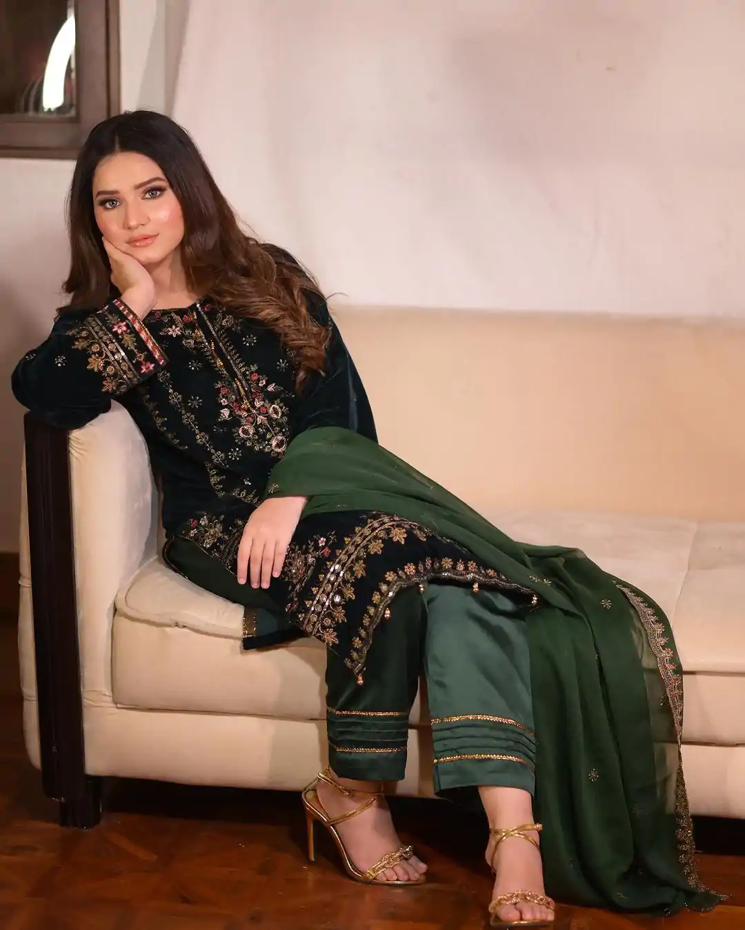 ZF 345 Green Color Viscose Velvet Embroidery Salwar Suit Casual, Wedding, Party, Events Etc. Expected Delivery 4-6 Working Days 1899/- | Jump Suits, Salwar suit, Designer Suits, Casual Suits, Creative suits, Palazzo Suits, Party Wear Suits, Patiala Suits, Straight Suits