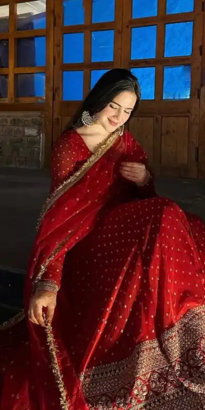 SSR 418 Red Color Georgette Embroidery Sequence Gown Casual, Wedding, Party, Festive, Events Etc. Expected Delivery 4-6 Working Days @2399/- | Gowns, Bollywood Gowns, Creative Gowns, Designer Gowns, Embroidered Gowns, Party Wear Gowns