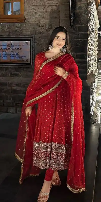 SSR 418 Red Color Georgette Embroidery Sequence Gown Casual, Wedding, Party, Festive, Events Etc. Expected Delivery 4-6 Working Days @2399/- | Gowns, Bollywood Gowns, Creative Gowns, Designer Gowns, Embroidered Gowns, Party Wear Gowns