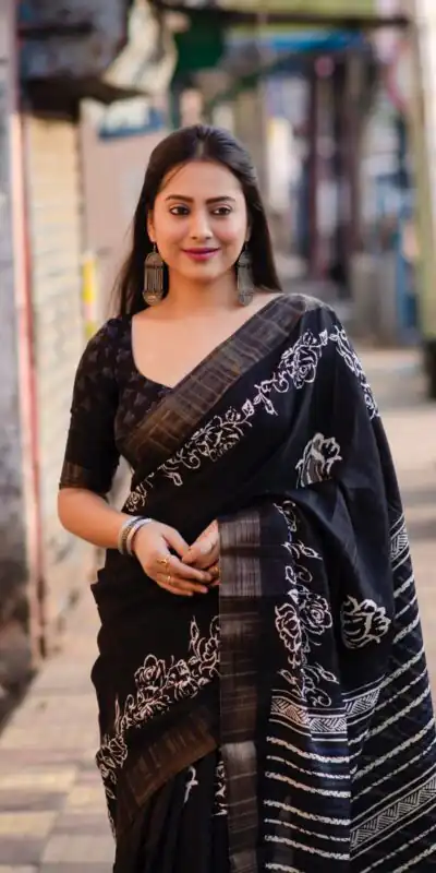 NT 493 Black Color Plain Linen Digital Printed All Over Saree Events Casual Wedding Festive . Expected Delivery  4-6 Working Days @1449/- | Sarees, Bollywood Sarees, Creative Sarees, Designer Sarees, Embroidered Sarees, Ethnic Saree, Modern Digital sarees, Party Wear Sarees