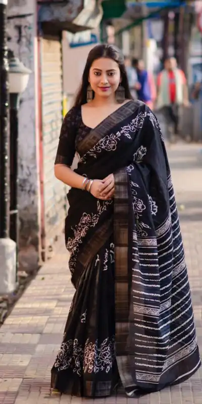 NT 493 Black Color Plain Linen Digital Printed All Over Saree Events Casual Wedding Festive . Expected Delivery  4-6 Working Days @1449/- | Sarees, Bollywood Sarees, Creative Sarees, Designer Sarees, Embroidered Sarees, Ethnic Saree, Modern Digital sarees, Party Wear Sarees