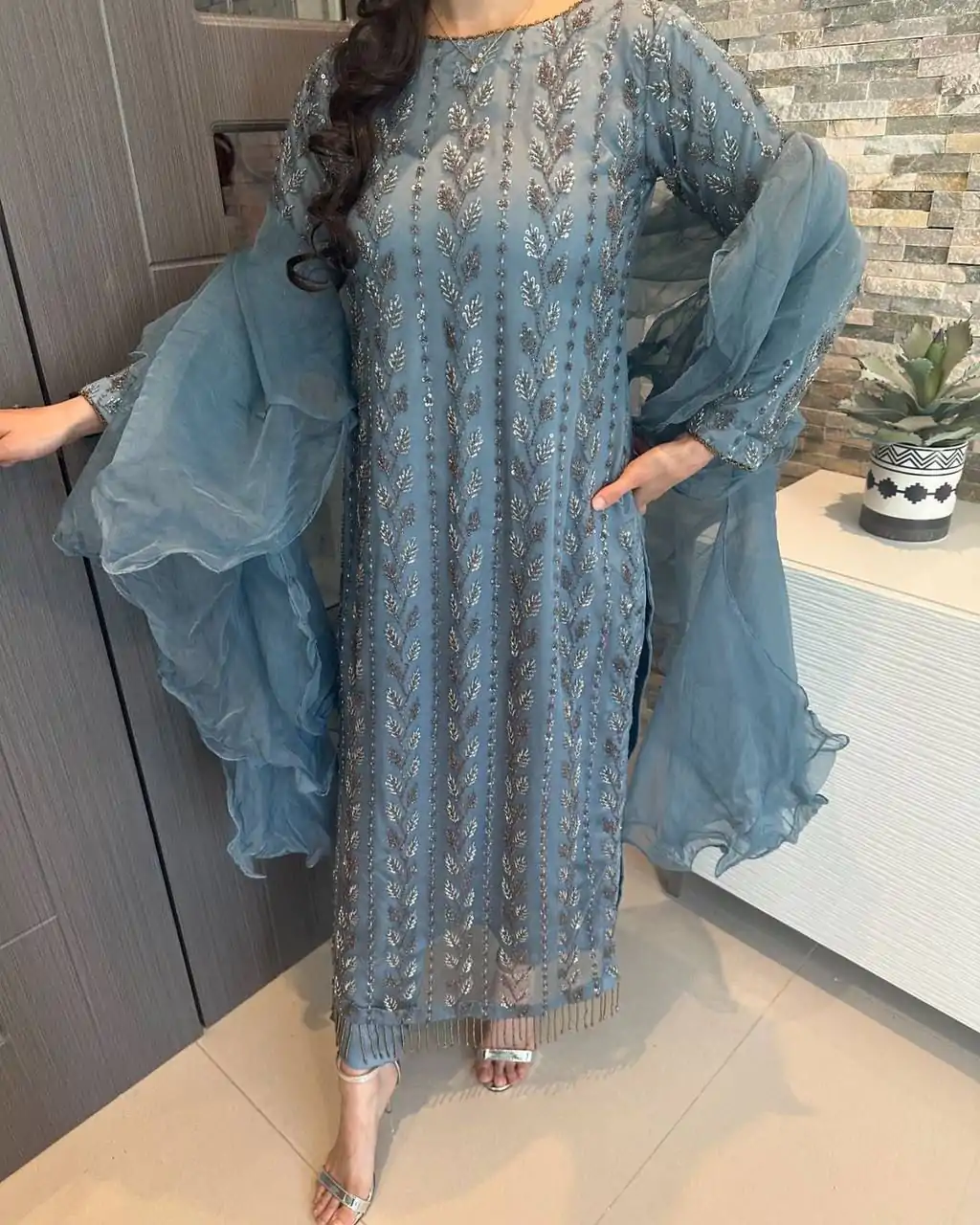 KD 1478 Blue Color Muslin Digital Printed With Hand Work Salwar Suit Casual, Party, Festive, Events Wedding Etc.  Expected Delivery 4-6 Working Days @2149/- | Salwar suit, Designer Suits, Casual Suits, Creative suits, Palazzo Suits, Party Wear Suits, Straight Suits