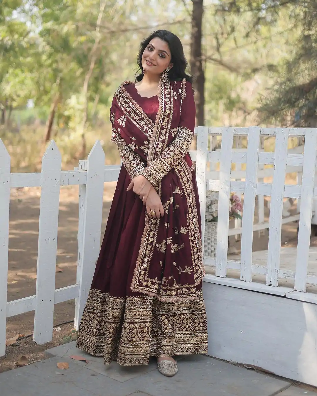 SR 1634 Maroon Color Georgette Embroidery Sequence Gown Casual, Wedding, Party, Festive, Events Etc. Expected Delivery 4-6 Working Days @2099/- | Gowns, Bollywood Gowns, Creative Gowns, Designer Gowns, Embroidered Gowns, Party Wear Gowns