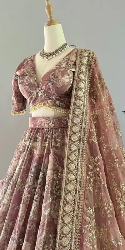 ZSR 3073 Peach Color Chinon Silk Digital Printed Lehenga Choli Wedding, Party, Events Etc. Expected Delivery 4-6 Working Days 2399/- | Lehenga, Bollywood Lehenga, Creative Lehenga, Designer Lehenga, Embroidered Lehenga, Party Wear Lehenga