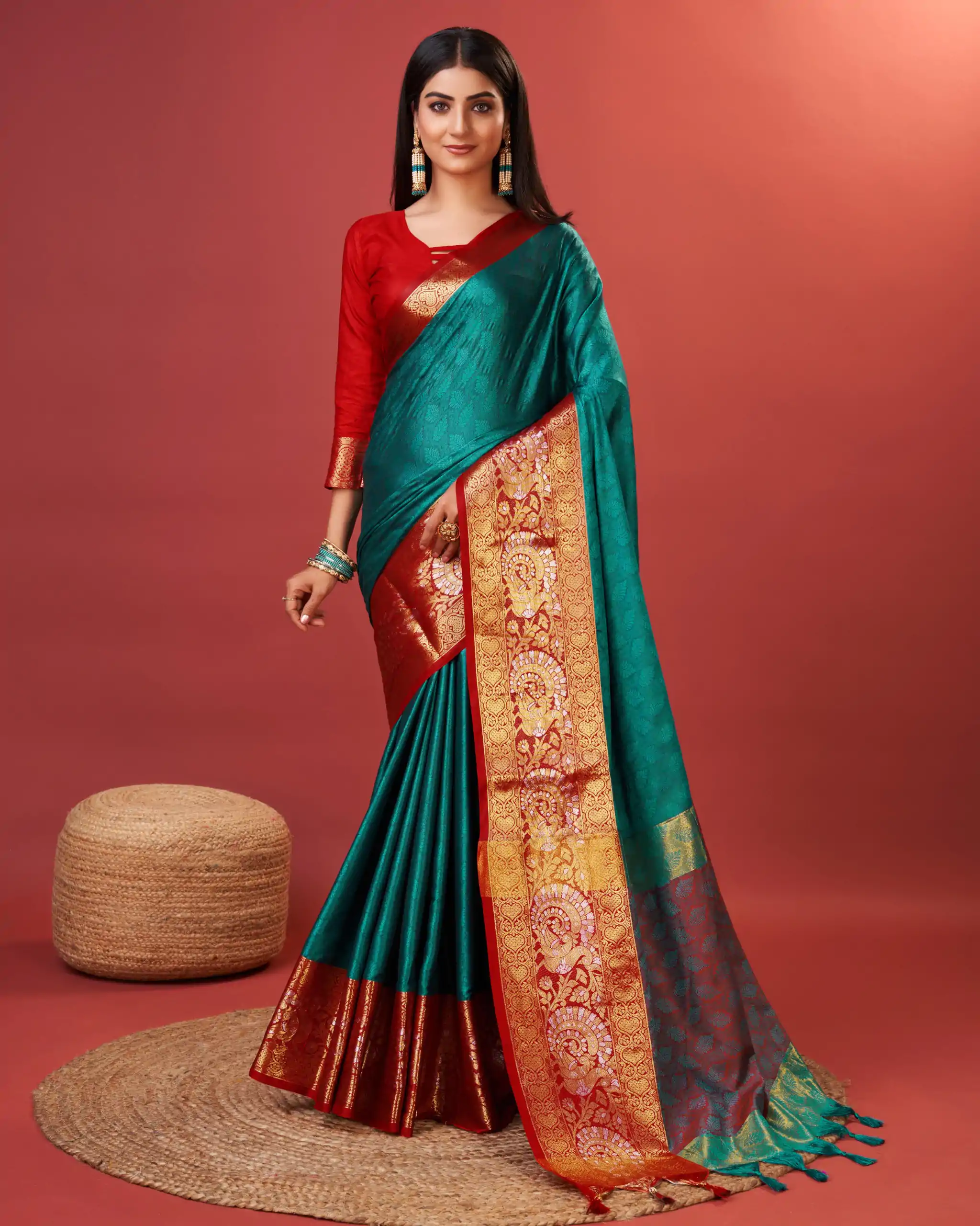 MB 3259 Peacock Green Color Rich Cotton Jacquard Silk Saree Casual, Wedding, Party, Festival, Events, Etc. Expected Delivery 4-6 Working Days @1499/- | Sarees, Bollywood Sarees, Creative Sarees, Designer Sarees, Embroidered Sarees, Ethnic Saree, Modern Digital sarees, Party Wear Sarees