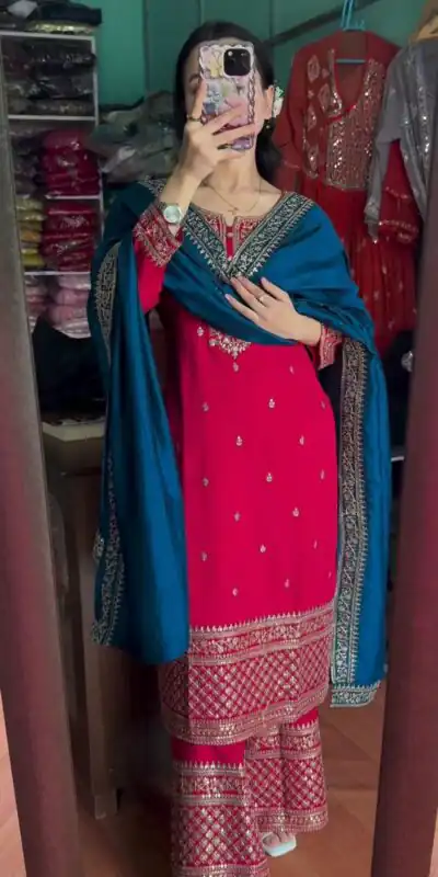SRK 5140 Pink Color Pure Chinnon Silk Embroidery Sequence Salwar Suit Wedding, Party, Festive, Events Expected Delivery 4-6 Working Days @ 1899/- | Jump Suits, Salwar suit, Designer Suits, Casual Suits, Creative suits, Palazzo Suits, Party Wear Suits, Patiala Suits, Straight Suits