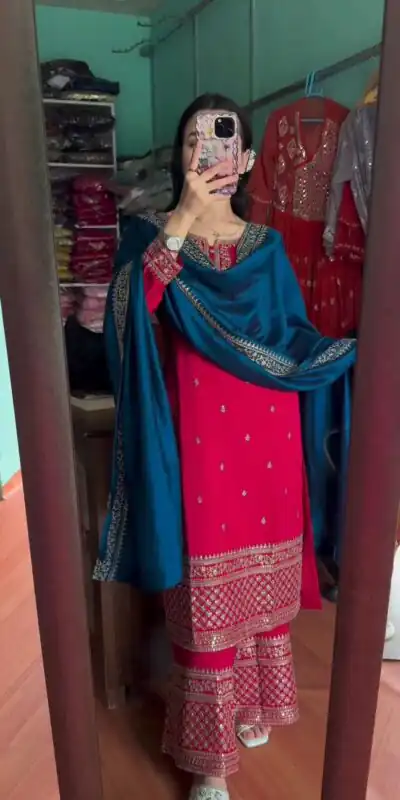 SRK 5140 Pink Color Pure Chinnon Silk Embroidery Sequence Salwar Suit Wedding, Party, Festive, Events Expected Delivery 4-6 Working Days @ 1899/- | Jump Suits, Salwar suit, Designer Suits, Casual Suits, Creative suits, Palazzo Suits, Party Wear Suits, Patiala Suits, Straight Suits