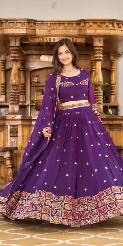 Ram 019 Violet Color Georgette Sequence Embroidery Lehenga Choli Casual, Wedding, Festive, Events Expected Delivery 4-6 Working Days @2549/- | Lehenga, Bollywood Lehenga, Creative Lehenga, Designer Lehenga, Embroidered Lehenga, Party Wear Lehenga