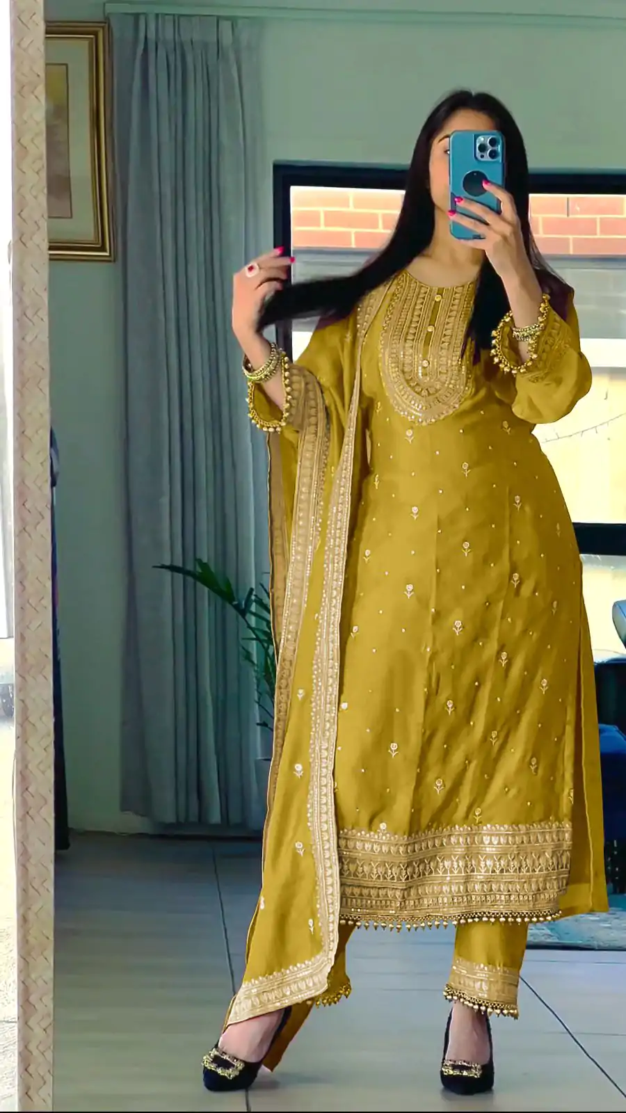 NSR 814 Yellow Color Pure Chinnon Silk Embroidery Sequence Salwar Suit Casual, Party Festive, Events Etc. Expected Delivery 4-6 Working Days @2049/- | Jump Suits, Salwar suit, Designer Suits, Casual Suits, Creative suits, Palazzo Suits, Party Wear Suits, Patiala Suits, Straight Suits