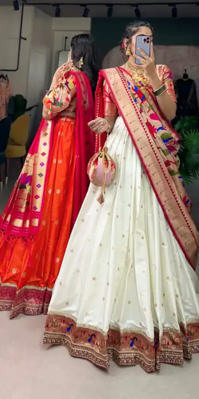 LNB 2005 White Jacquard Silk Weaving Zari Lehenga Choli Festive Party Wedding, Events etc. Delivery 4-6 Working Days @3499/- | Lehenga, Bollywood Lehenga, Creative Lehenga, Designer Lehenga, Embroidered Lehenga, Party Wear Lehenga