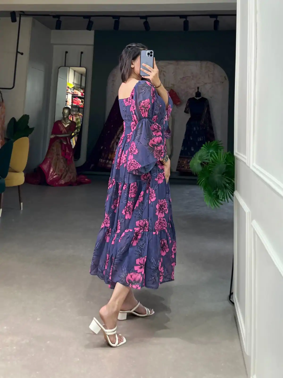 YNF 5014 Navy Blue Color Georgette Floral Printed Work Gown Casual, Wedding, Festive, Events, Designer Party Wear, Delivery 4-6 Working Days @1849 | Gowns, Bollywood Gowns, Creative Gowns, Designer Gowns, Embroidered Gowns, Party Wear Gowns