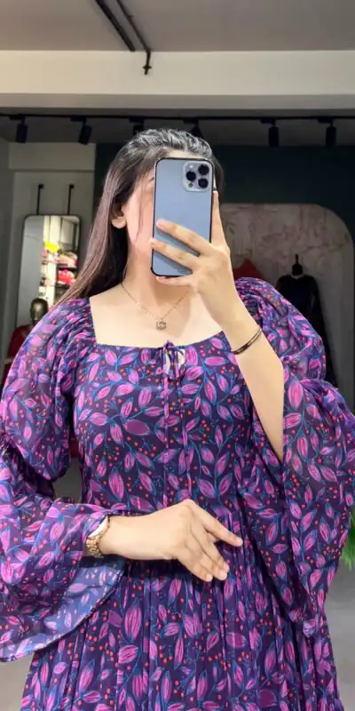 YNF 5014 Purple Color Georgette Floral Printed Work Gown Casual, Wedding, Festive, Events, Designer Party Wear, Delivery 4-6 Working Days @1849 | Gowns, Bollywood Gowns, Creative Gowns, Designer Gowns, Embroidered Gowns, Party Wear Gowns