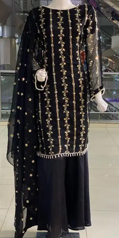 SRK 5121 Black Color Georgette Heavy Sequence Embroidery Salwar Suit Wedding, Party, Festive, Events Expected Delivery 4-6 Working Days @ 1899/- | Jump Suits, Salwar suit, Designer Suits, Casual Suits, Creative suits, Palazzo Suits, Party Wear Suits, Patiala Suits, Straight Suits