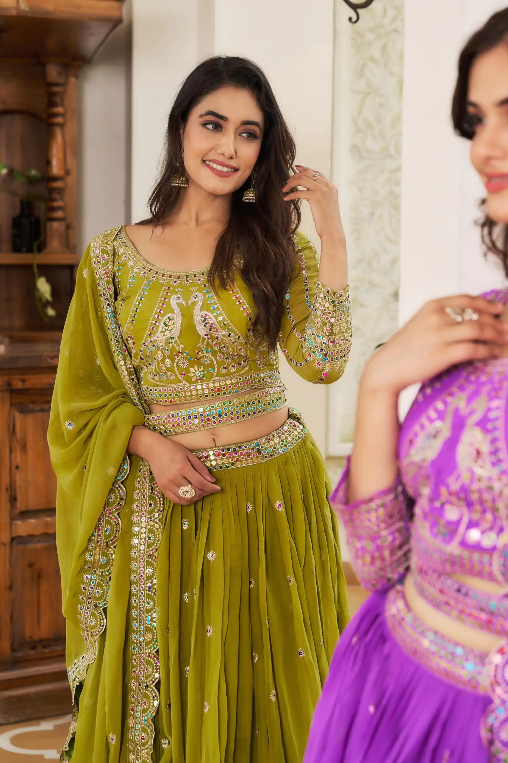Ram 027 Pista Color Georgette Multi Sequence Work Lehenga Choli Casual, Wedding, Festive, Events Expected Delivery 4-6 Working Days @3049/- | Lehenga, Bollywood Lehenga, Creative Lehenga, Designer Lehenga, Embroidered Lehenga, Party Wear Lehenga