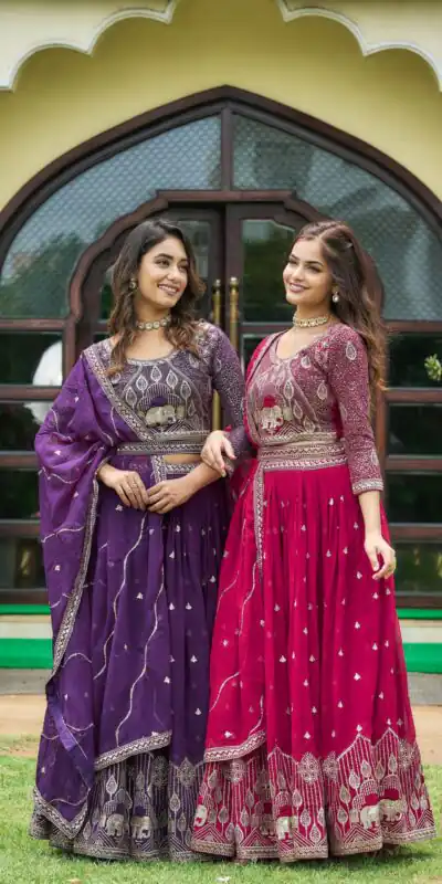 Ram 023 Rani Color Sequence Georgette Embroidery Lehenga Choli Casual, Wedding, Festive, Events Expected Delivery 4-6 Working Days @3049/- | Lehenga, Bollywood Lehenga, Creative Lehenga, Designer Lehenga, Embroidered Lehenga, Party Wear Lehenga